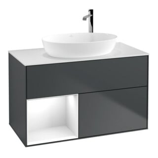 V&B Waschtischunterschrank Finion 100, Pl w m, Rg g wh. Lac, md bl. m Lac