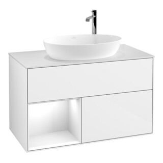 V&B Waschtischunterschrank Finion 100, Pl w m, Rg glo wh. Lac, glo wh. Lac
