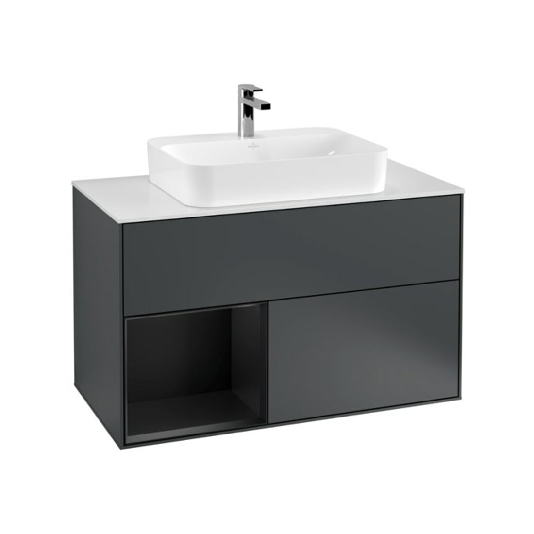 V&B Waschtischunterschrank Finion 100, Pl w m, Rg l b m Lac, md bl. m Lac