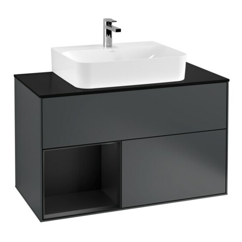 V&B Waschtischunterschrank Finion 100, Pl w m, Rg l b m Lac, md bl. m Lac
