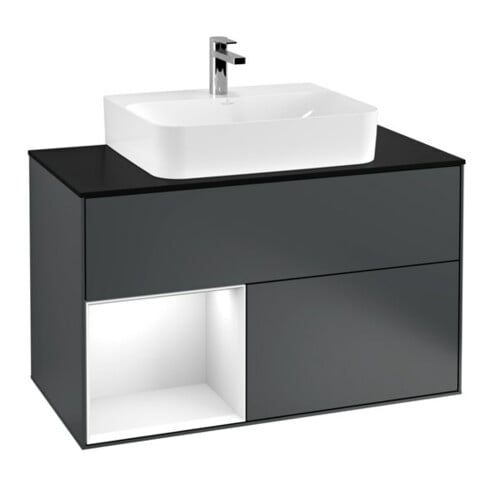 V&B Waschtischunterschrank Finion 100, Pl w m, Rg l g w Lac, md bl. m Lac