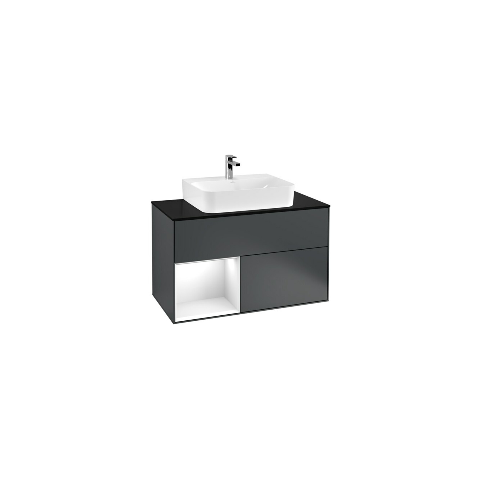 V&B Waschtischunterschrank Finion 100, Pl w m, Rg l g w Lac, md bl. m Lac ; Villeroy & Boch