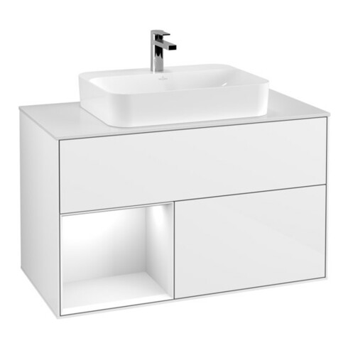 V&B Waschtischunterschrank Finion 100, Pl w m, Rg l g wh. Lac, glo wh. Lac