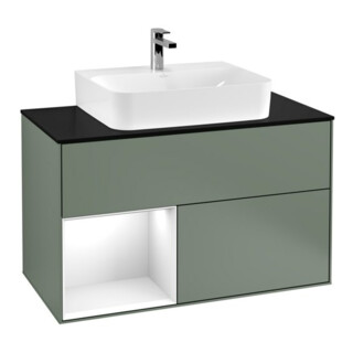 V&B Waschtischunterschrank Finion 100, Pl w m, Rg l g wh. Lac, Oli. m Lac