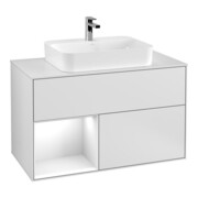 V&B Waschtischunterschrank Finion 100, Pl w m, Rg l glo wh. Lac, wh. m Lac