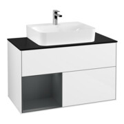 V&B Waschtischunterschrank Finion 100, Pl w m, Rg l md b m La, glo wh. Lac