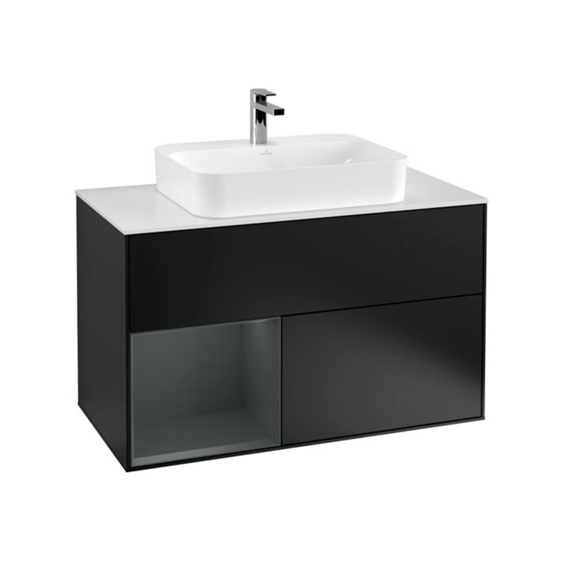 V&B Waschtischunterschrank Finion 100, Pl w m, Rg l md b m Lac, bla m Lac