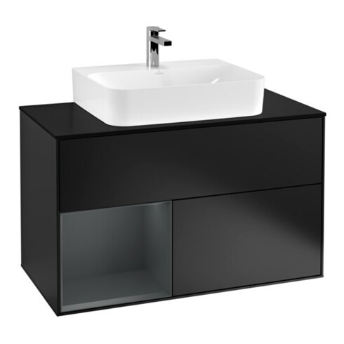V&B Waschtischunterschrank Finion 100, Pl w m, Rg l md b m Lac, bla m Lac