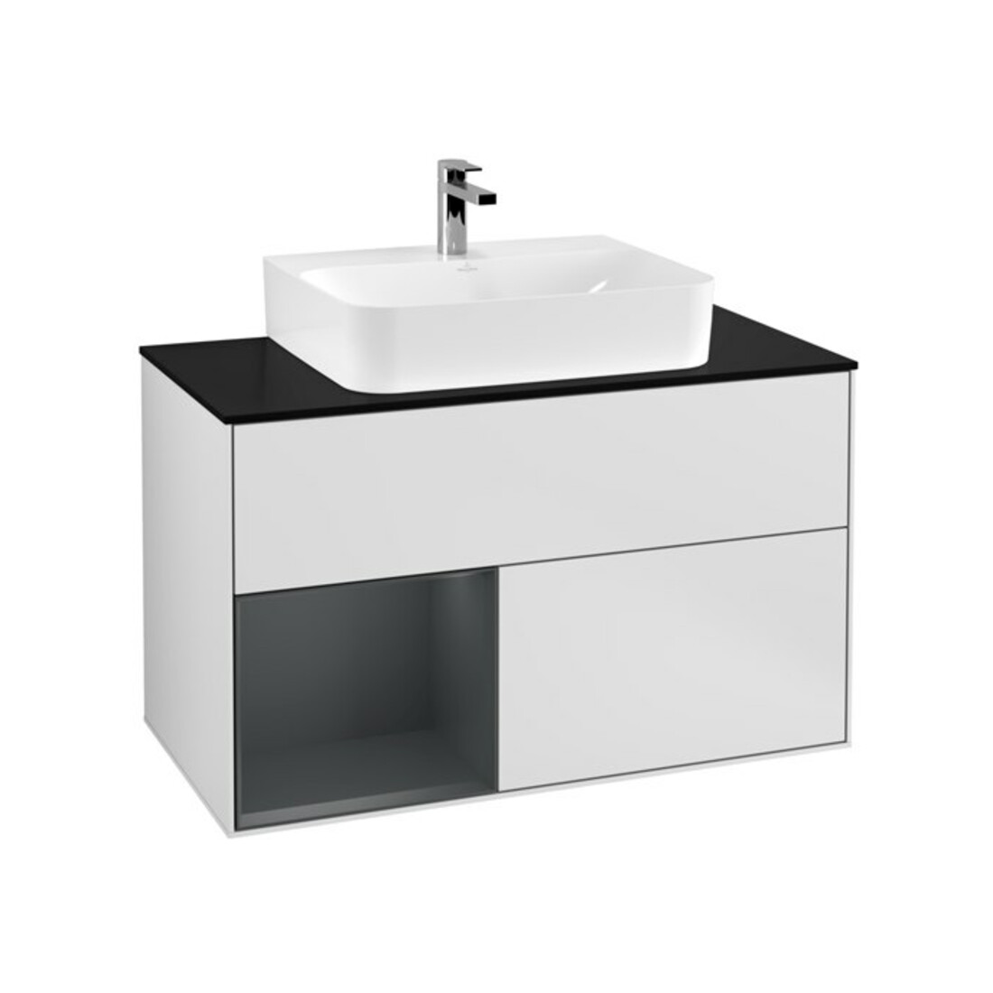 V&B Waschtischunterschrank Finion 100, Pl w m, Rg l md b m Lac, wh. m Lac