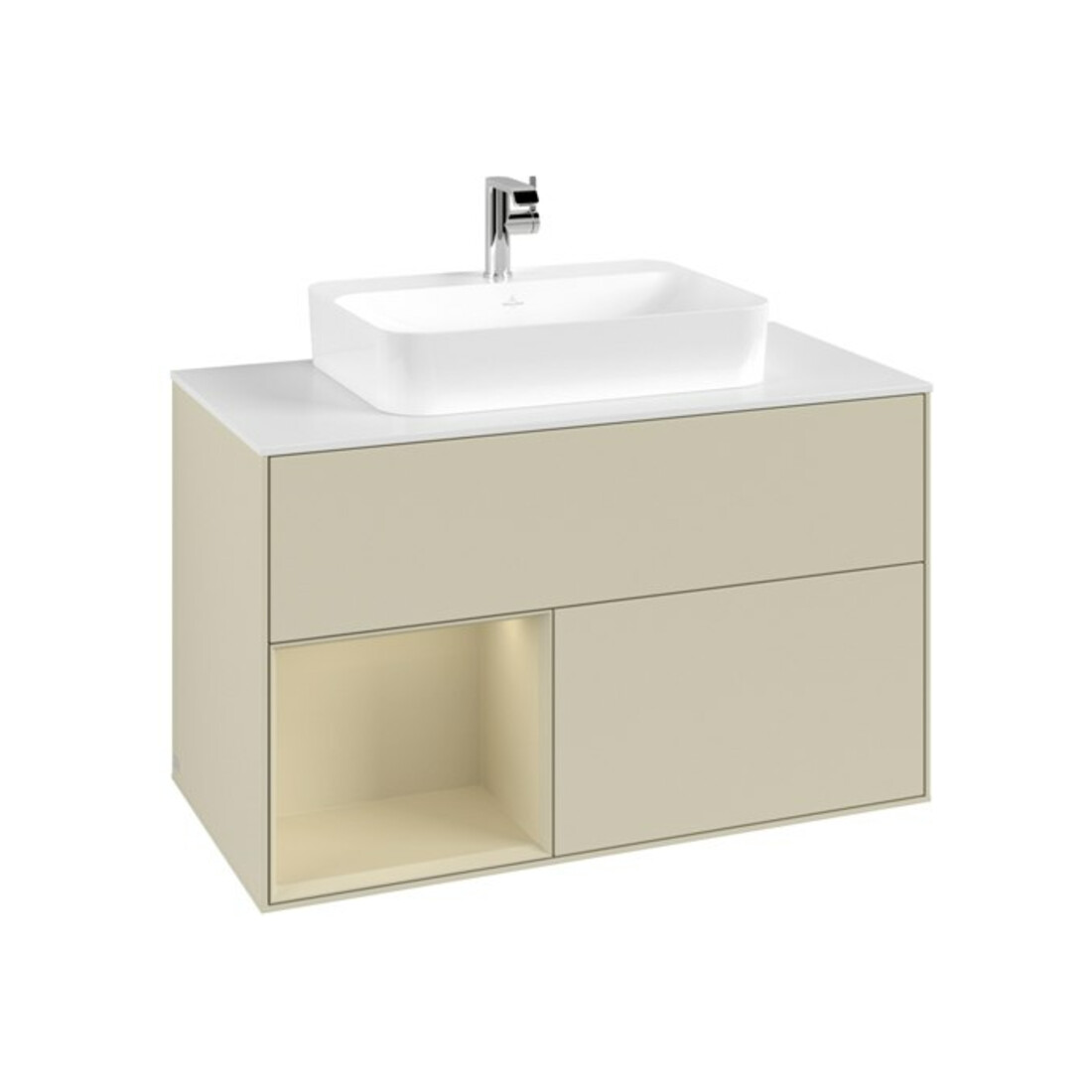 V&B Waschtischunterschrank Finion 100, Pl w m, Rg l si G m La, si Gr m Lac