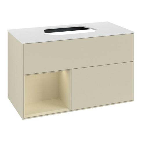 V&B Waschtischunterschrank Finion 100, Pl w m, Rg l si G m La, si Gr m Lac