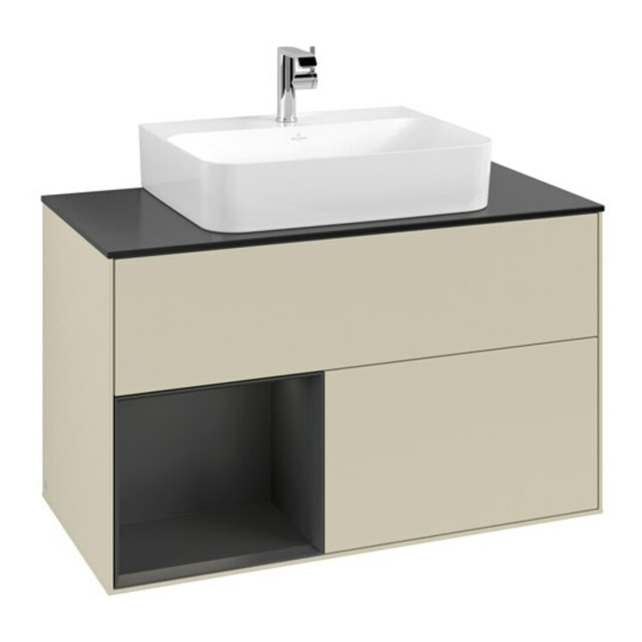 V&B Waschtischunterschrank Finion 100, Pl w m, Rg l si G m La, si Gr m Lac