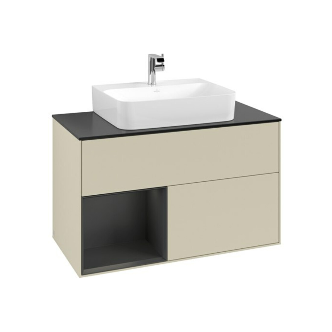 V&B Waschtischunterschrank Finion 100, Pl w m, Rg l si G m La, si Gr m Lac