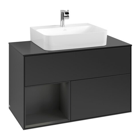 V&B Waschtischunterschrank Finion 100, Pl w m, Rg l si Gr m Lac, bla m Lac