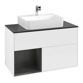 V&B Waschtischunterschrank Finion 100, Pl w m, Rg l si Gr m Lac, wh. m Lac
