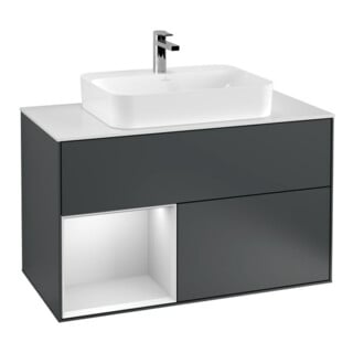 V&B Waschtischunterschrank Finion 100, Pl w m, Rg l w m Lac, md bl. m Lac