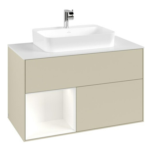 V&B Waschtischunterschrank Finion 100, Pl w m, Rg l wh. m Lac, si Gr m Lac