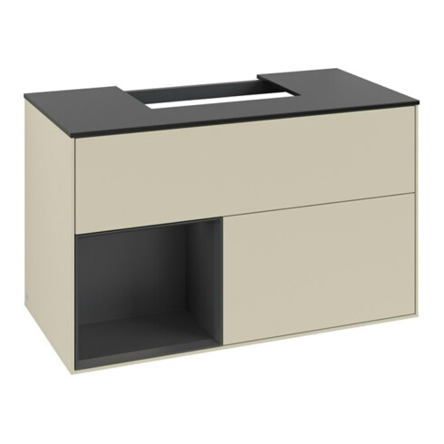 V&B Waschtischunterschrank Finion 100, Pl w m, Rg l wh. m Lac, si Gr m Lac