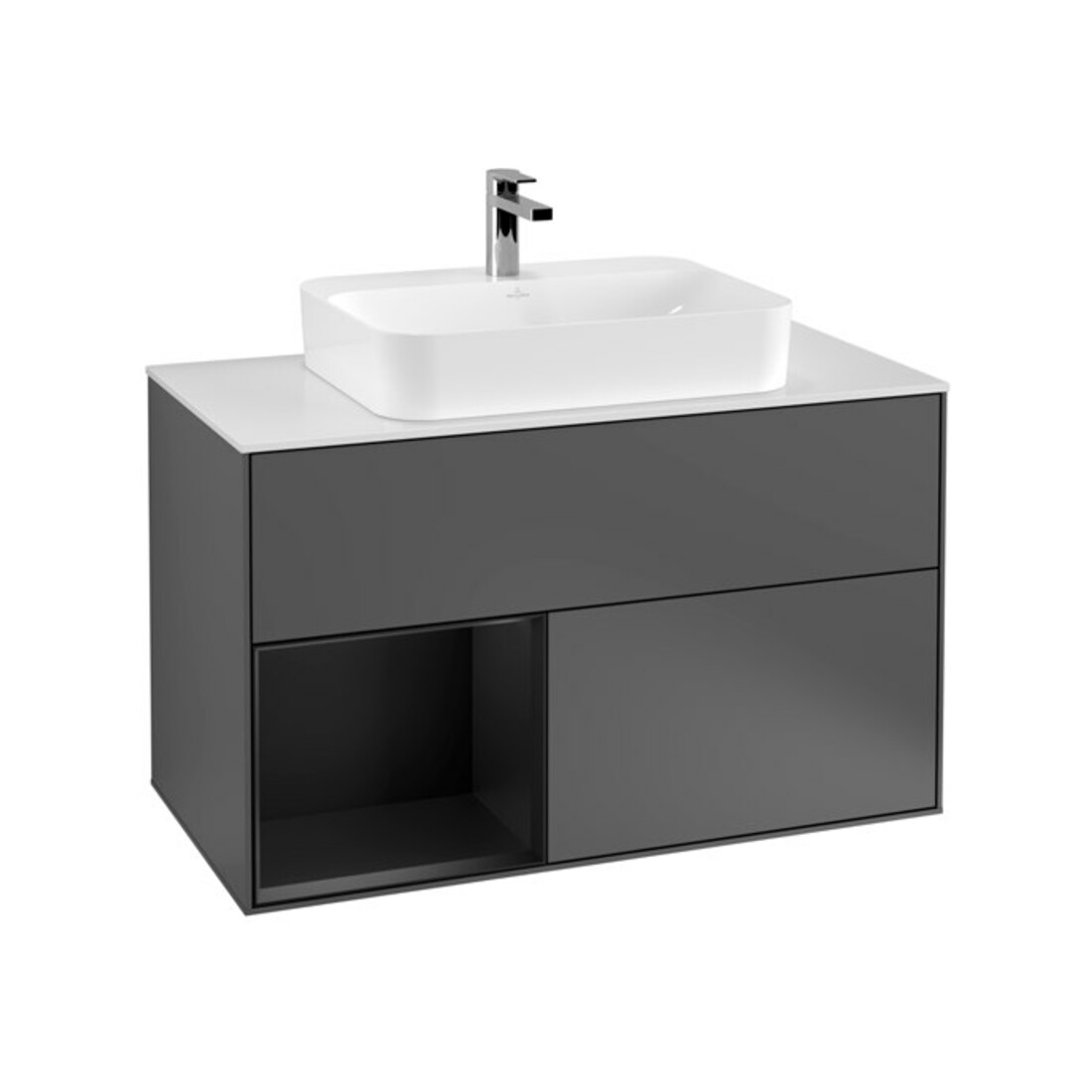 V&B Waschtischunterschrank Finion 100, Pl w m, Rg li bla m Lac, Anthrac. m