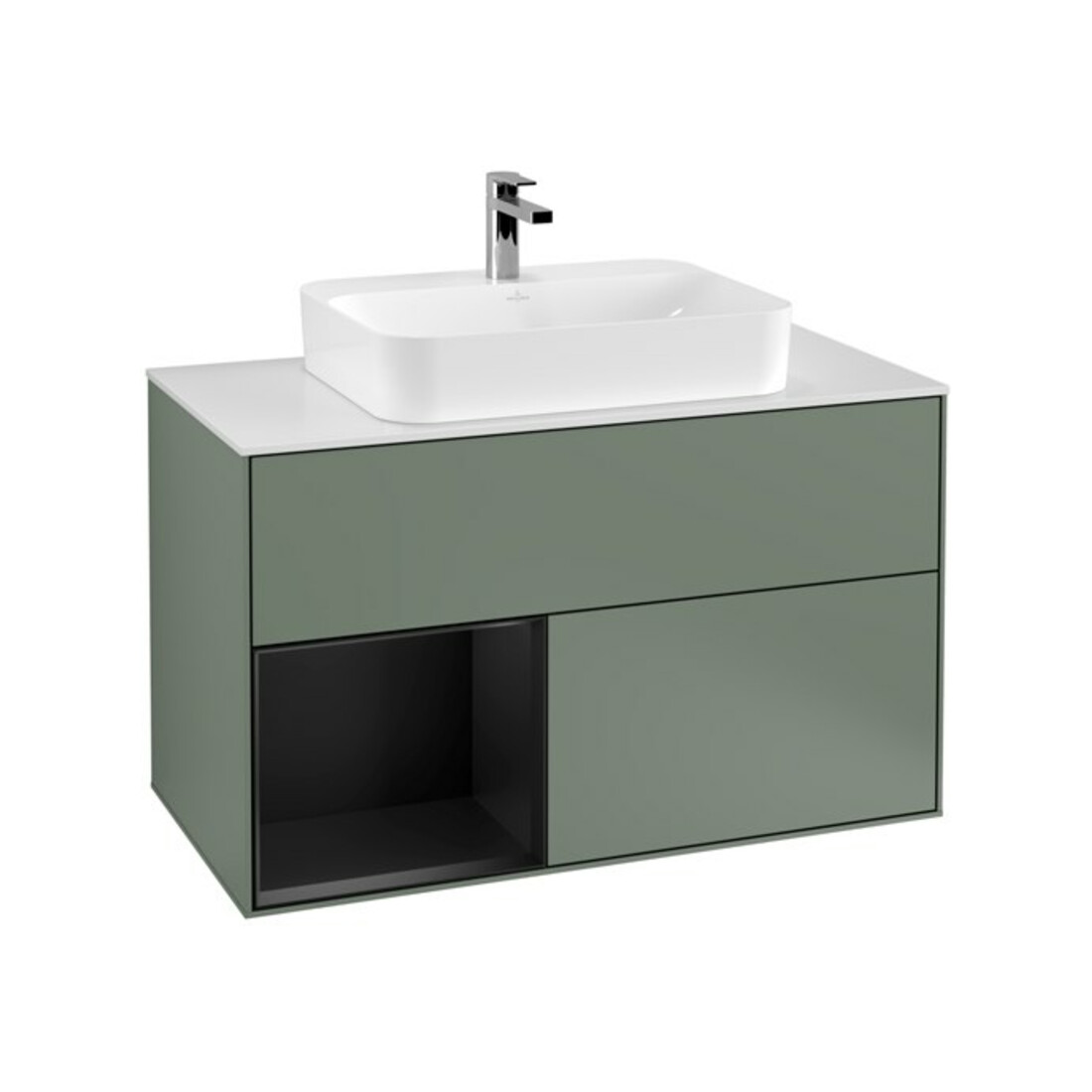 V&B Waschtischunterschrank Finion 100, Pl w m, Rg li bla m Lac, Oli. m Lac