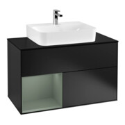 V&B Waschtischunterschrank Finion 100, Pl w m, Rg li Oli. m Lac, bla m Lac