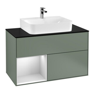 V&B Waschtischunterschrank Finion 100, Pl w m, Rg li wh. m Lac, Oli. m Lac