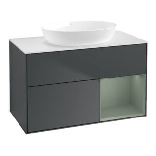 V&B Waschtischunterschrank Finion 100, Pl w m, Rg Oli. m Lac, md bl. m Lac