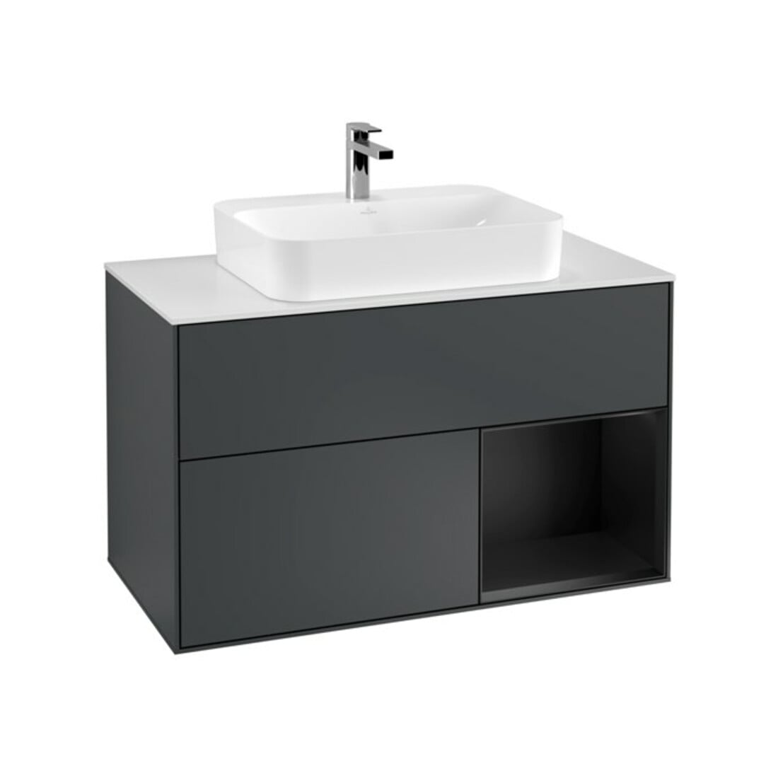 V&B Waschtischunterschrank Finion 100, Pl w m, Rg r b m Lac, md bl. m Lac