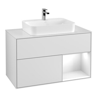V&B Waschtischunterschrank Finion 100, Pl w m, Rg r glo wh. Lac, wh. m Lac