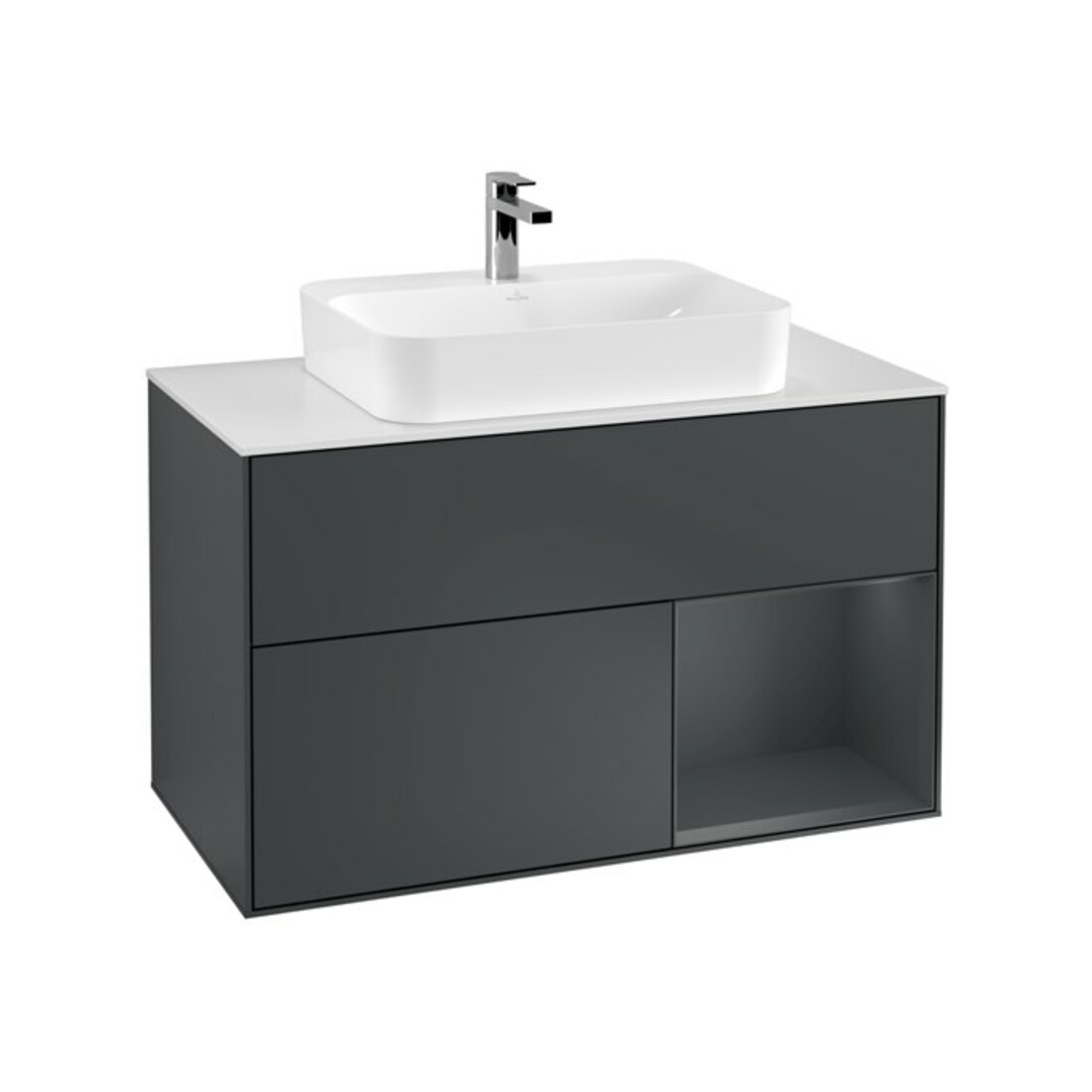 V&B Waschtischunterschrank Finion 100, Pl w m, Rg r md b m La, md b m Lac