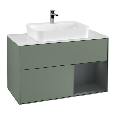 V&B Waschtischunterschrank Finion 100, Pl w m, Rg r md b m Lac, Oli. m Lac