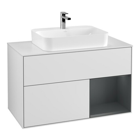 V&B Waschtischunterschrank Finion 100, Pl w m, Rg r md b m Lac, wh. m Lac