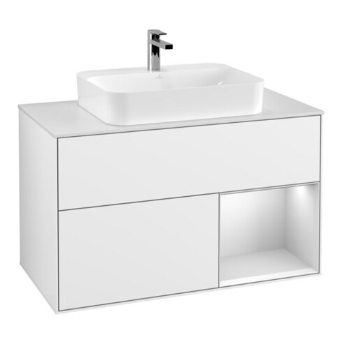 V&B Waschtischunterschrank Finion 100, Pl w m, Rg r wh. m Lac, glo wh. Lac