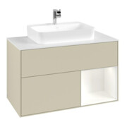 V&B Waschtischunterschrank Finion 100, Pl w m, Rg r wh. m Lac, si Gr m Lac