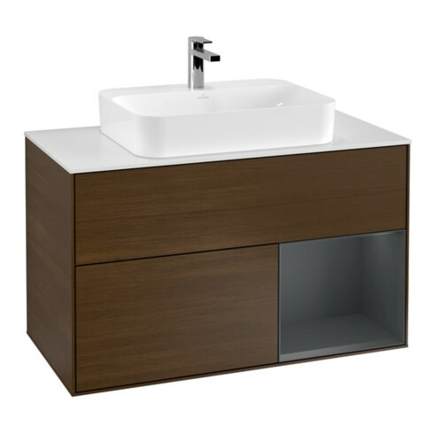 V&B Waschtischunterschrank Finion 100, Pl w m, Rg re md bl. m Lac, wal ven
