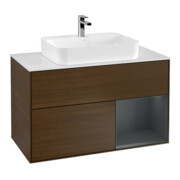 V&B Waschtischunterschrank Finion 100, Pl w m, Rg re md bl. m Lac, wal ven