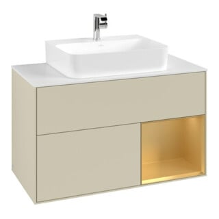 V&B Waschtischunterschrank Finion 100, Pl we m, Reg re gol m, si Gr m Lac