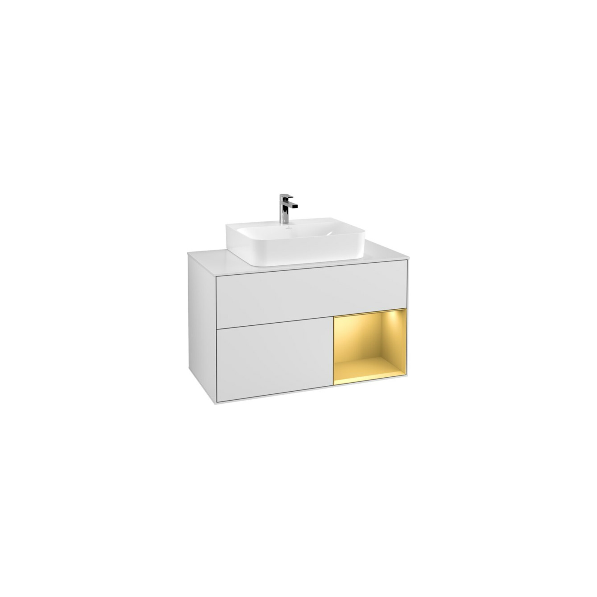 V&B Waschtischunterschrank Finion 100, Pl we m, Reg re gol m, wh. m Lac ; Villeroy & Boch