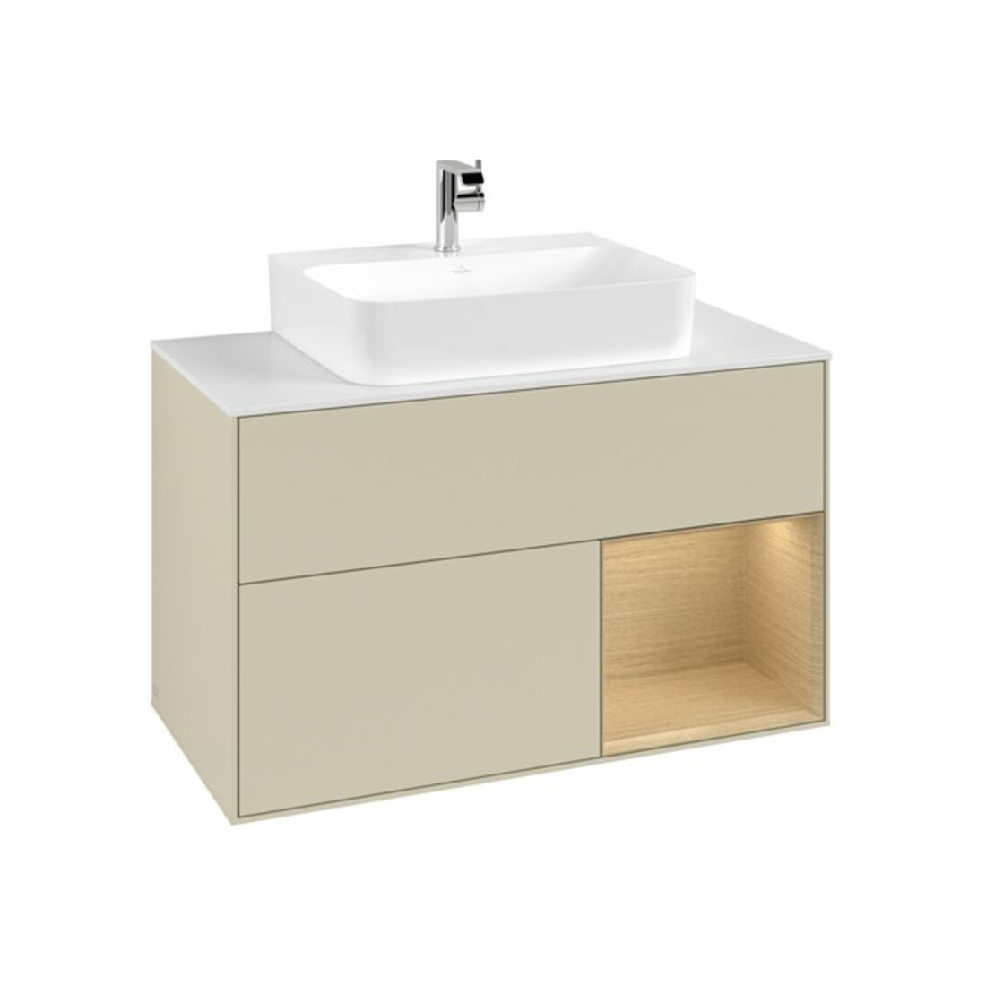 V&B Waschtischunterschrank Finion 100, Pl we m, Reg re Oa ven, si Gr m Lac