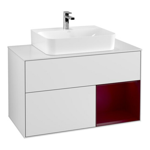 V&B Waschtischunterschrank Finion 100, Pl we m, Reg re Peo, wh. m Lac