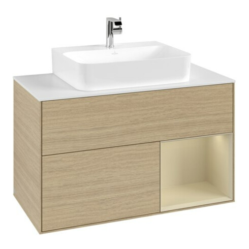 V&B Waschtischunterschrank Finion 100, Pl we m, Reg re si Gr m Lac, Oa ven
