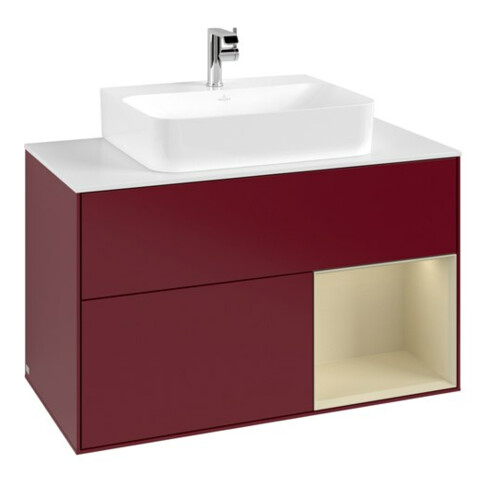 V&B Waschtischunterschrank Finion 100, Pl we m, Reg re si Gr m Lac, Peo m