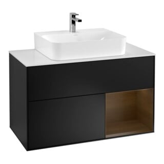 V&B Waschtischunterschrank Finion 100, Pl we m, Reg re wal ven, bla m Lac