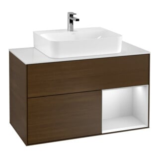 V&B Waschtischunterschrank Finion 100, Pl we m, Reg re wh. m Lac, wal ven