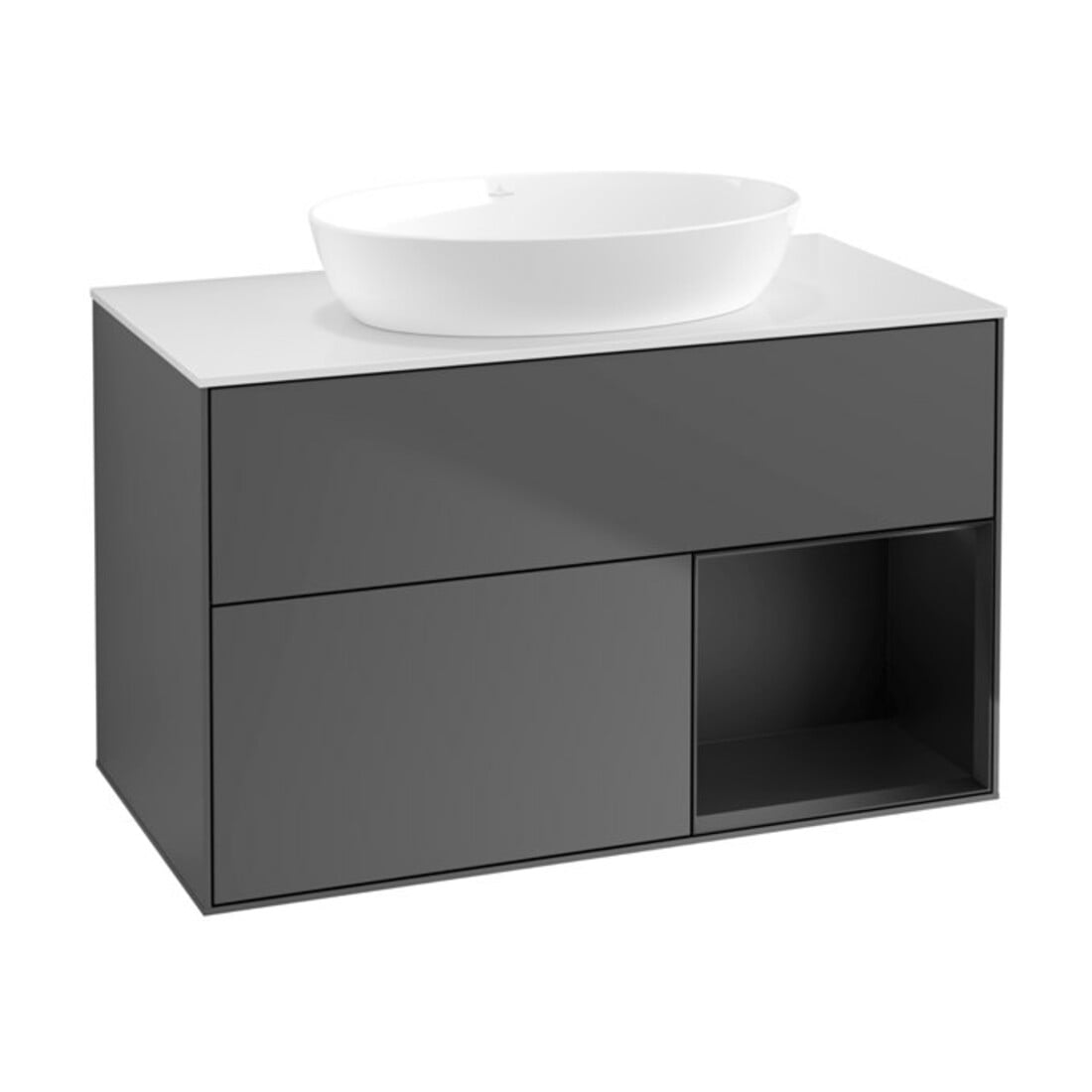 V&B Waschtischunterschrank Finion 100, Pl wh. m, Reg bla m Lac, Anthrac. m