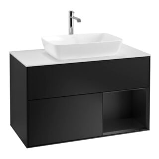 V&B Waschtischunterschrank Finion 100, Pl wh. m, Reg bla m Lac, bla m Lac