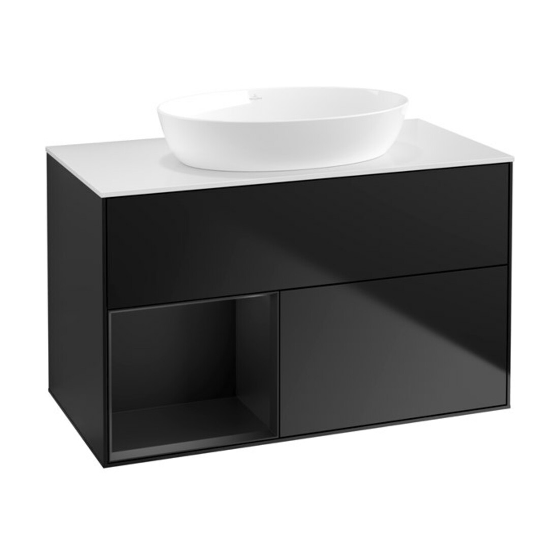 V&B Waschtischunterschrank Finion 100, Pl wh. m, Reg bla m Lac, bla m Lac
