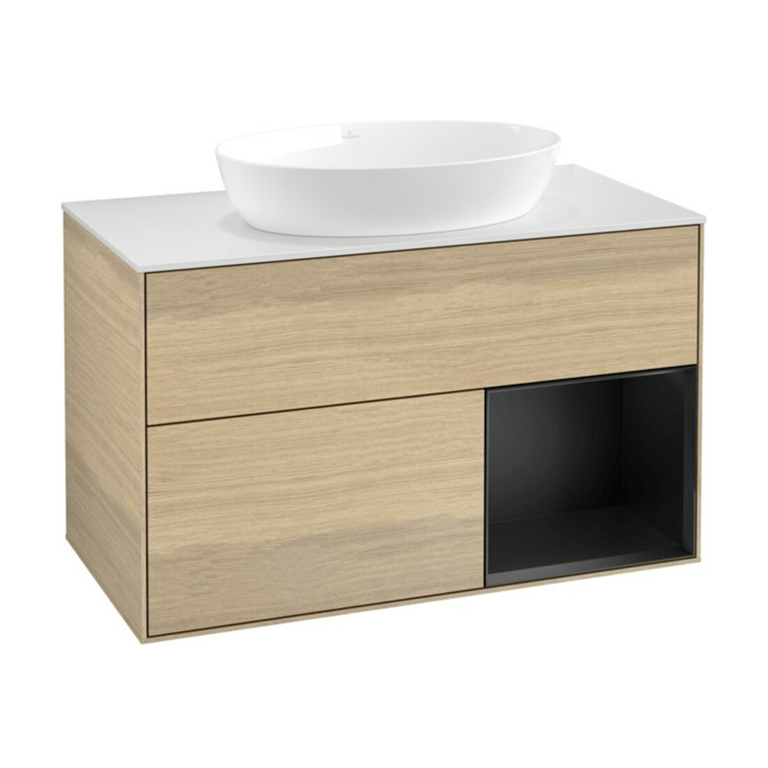 V&B Waschtischunterschrank Finion 100, Pl wh. m, Reg bla m Lac, Oa ven