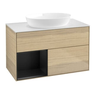 V&B Waschtischunterschrank Finion 100, Pl wh. m, Reg bla m Lac, Oa ven