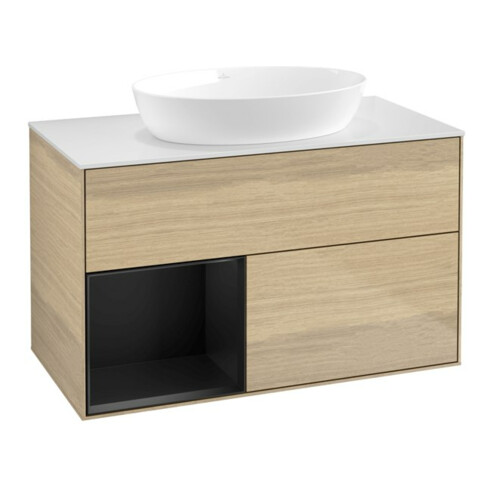 V&B Waschtischunterschrank Finion 100, Pl wh. m, Reg bla m Lac, Oa ven